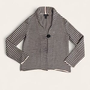 Pure & Co Black and Cream Striped Sweater Size XS/S
